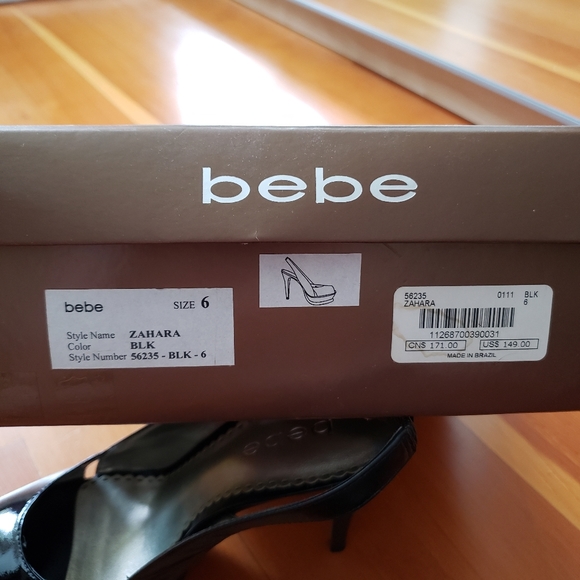 Bebe Black Patent Leather Slingback heels sz 6 - Picture 8 of 8